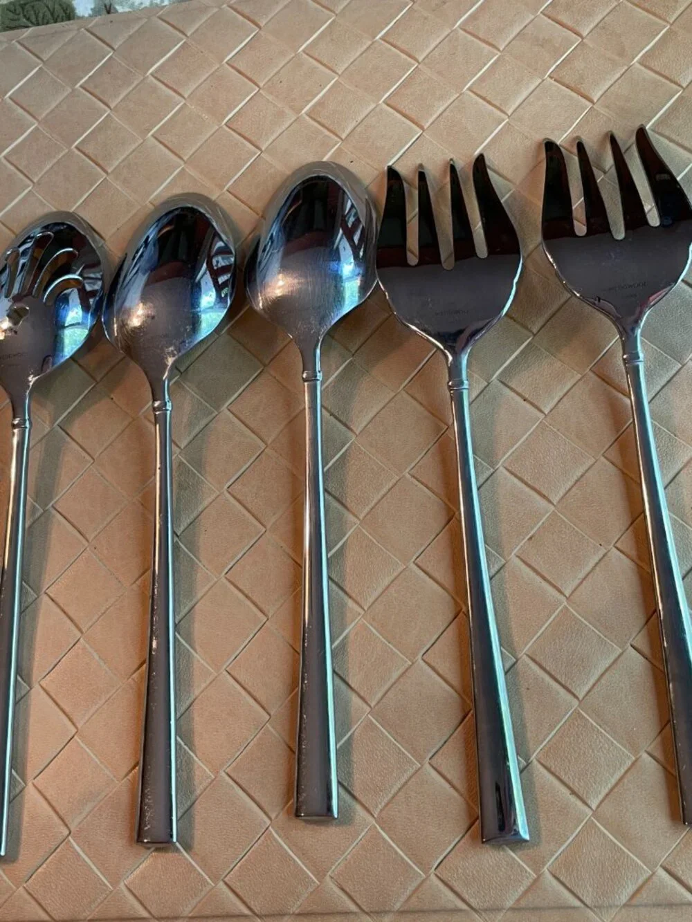 Wedgewood Flatware 2 Serving Spoons & 1 Fork Set of 3 Unknown Pattern